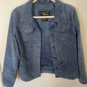 Women's Classic Blue Suede Leather Jacket